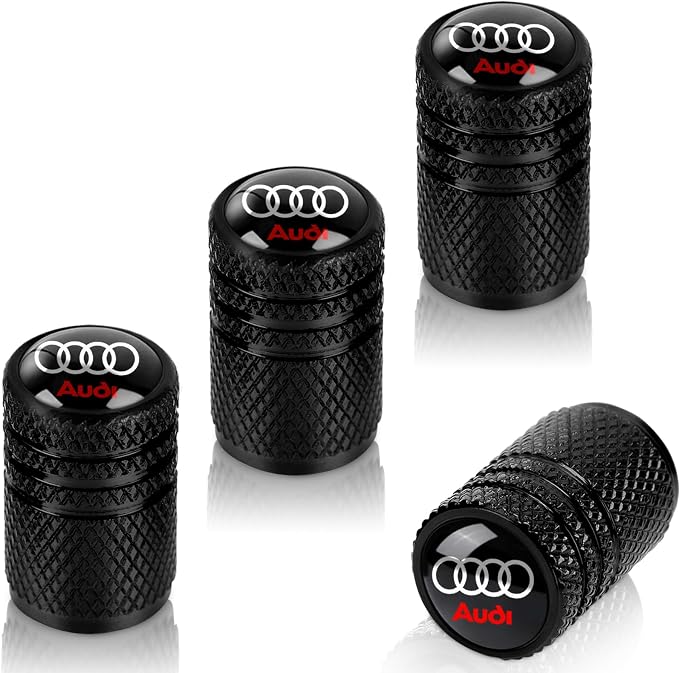 4pcs Tire Valve Stem Caps, Compatible with Audi S3 A3 RS3 RS7 A4 A5 A6 A7 A8 Q3 Q5 Q7 R8 Series Stem Cap Universal Car Air Cover Car Accessories for Cars, SUV, Truck, Motorcycles Black