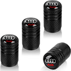 4pcs Tire Valve Stem Caps, Compatible with Audi S3 A3 RS3 RS7 A4 A5 A6 A7 A8 Q3 Q5 Q7 R8 Series Stem Cap Universal Car Air Cover Car Accessories for Cars, SUV, Truck, Motorcycles Black