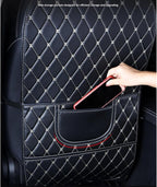 Childproof Back Kick Pad Scratch Protector Leather Storage Pockets for Family Travel Kick Mat