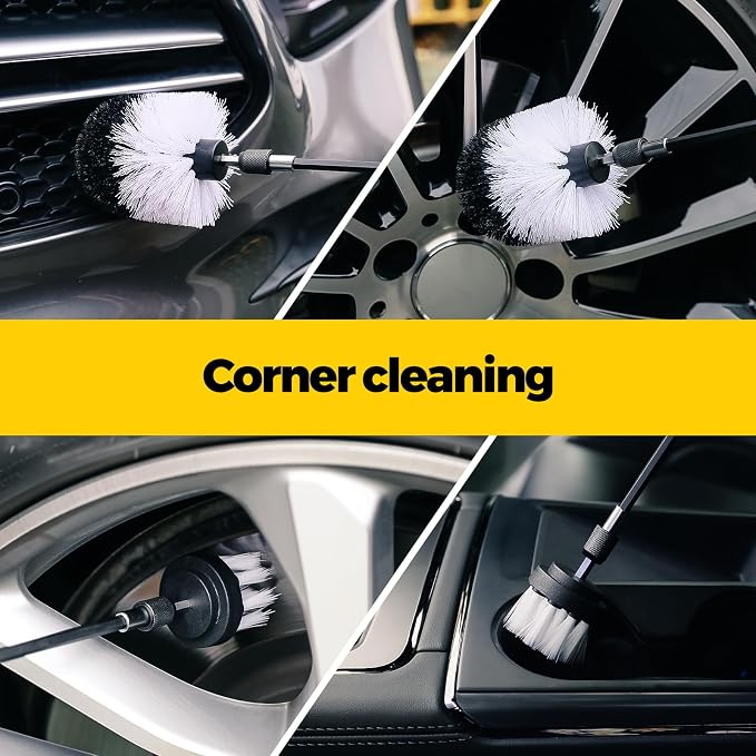 6Pack Drill Brush Power Scrubber Cleaning Brush Extended Long Attachment Set All Purpose Drill Scrub Brushes Kit for Grout, Floor, Tub, Shower, Tile, Bathroom and Kitchen Surface White | 5 head sizes, white nylon fibers, power scrubber attachme...