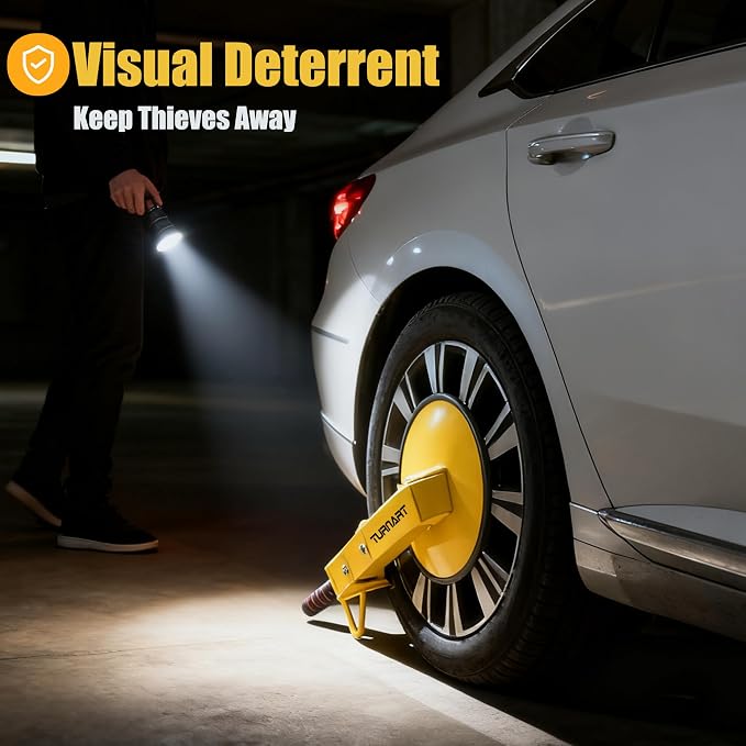 Universal Wheel Lock Anti Theft for Cars SUV Camper Trailer, 3 Keys, 1 Crank, Yellow (Wheel Lock)