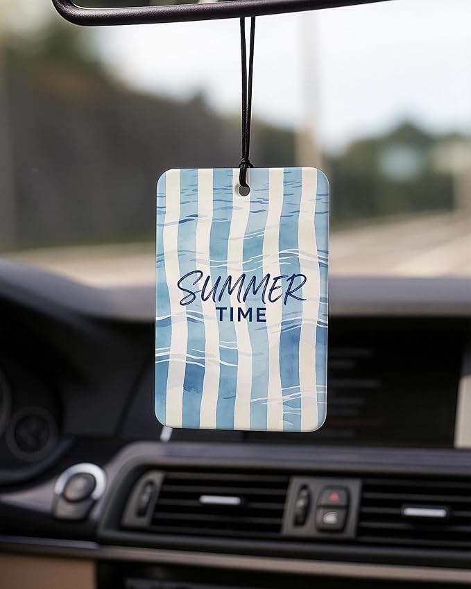 Blue Coastal Summer Car Air Freshener 4 Pcs Coconut Scented, Blue Ocean Bikini Beach Car Accessories Mirror Decor for Women, Girly Beachy Hanging Air Freshener for Cars Closet Drawer Books