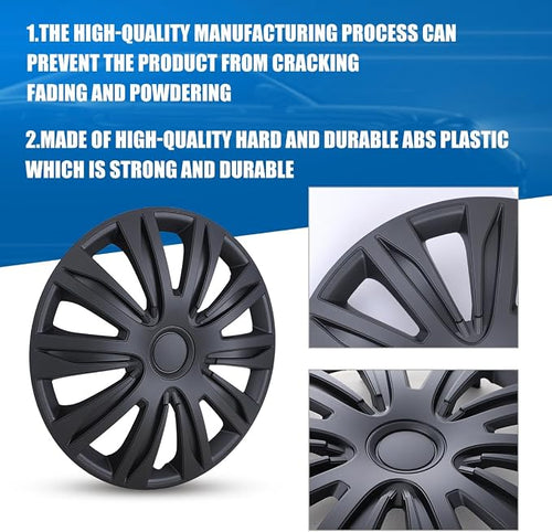 17 Inch Hubcaps Set of 4 Universal Wheel Rims Cover Hubcaps | Snap On Car Truck SUV Steel Wheels Hubcap High quality and durable ABS+PC Material (17-Inch, Matte Black )