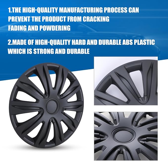 4-Pack 17 Inches Wheel Rim Cover Hubcaps,Redesign Fashion Style Replacement Hubcaps,Car Truck SUV Hub Accessories,Matte Black