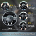 Beige Steering Wheel Cover with Coasters Leather Universal 15 inch | Carbon Fiber Car Steering Wheel Covers Microfiber Breathable Anti-Slip Durable Steering Wheel Accessories Set