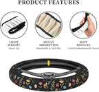 Watercolor Cute Floral Elastic Steering Wheel Cover Non-Slip Breathable Steering Wheel Protector Fit Auto, SUVs, Truck