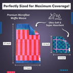 crae. Microfiber Hand Towel & Washcloth Set of 2 - Double-Sided, Waffle Weave, Super Absorbent, Lint-Free, Fast Drying -for Bathroom, Kitchen, Car, and Window Cleaning (Collins/Marine)