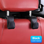 Zpana Car Headrest Hooks, 2PCS Leather U-Shaped Vehicle Purse Storage Hanging Holder for Purses Bags Coats, Automotive Seat Back Storage Organizer Hanger Accessories, Universal Fit (Black)