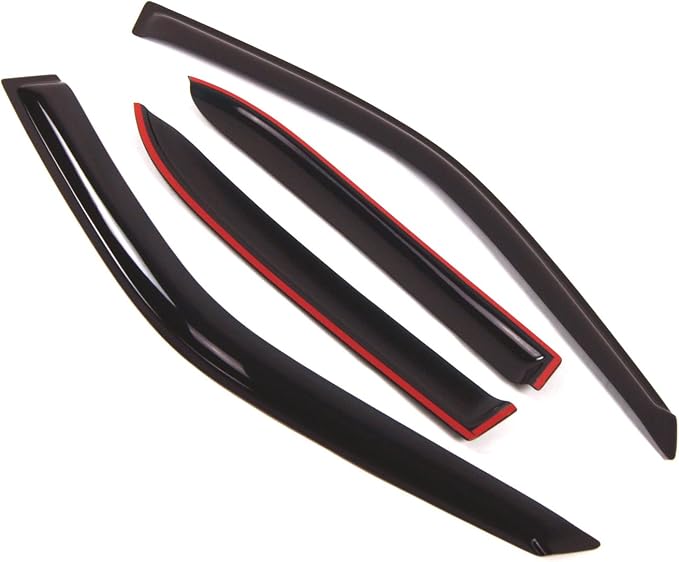 Outside Mount Window Vent Visors Rain Guards Compatible with Chevrolet Prizm 1998-2002 | Side Window Wind Deflectors Rain Shields | Black Tinted, 4 Pcs Set, BGWV-080-2
