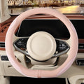 14 inch D Shaped Steering Wheel Cover for Prius Civic, Nappa Microfiber Leather Non-Slip Breathable Fabric, Warm in Winter and Cool in Summer, Pink Small 13.5 inch to 14 inch