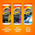 Protectant, Glass and Cleaning Wipes, Wipes for Car Interior and Car Exterior, 30 Count Each (Pack of 6)