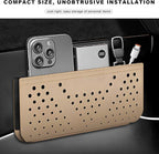 Car Seat Side Pocket Organizer, Auto Center Console Storage Pocket with Adhesive Tape, Multifunctional Leather Tray Pouch Sunglasses Holder for Car Seat Door Window (Beige)