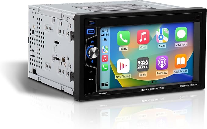 Elite Series BE62CP Car Stereo - Apple CarPlay, Double Din, 6.2 Inch Touchscreen, Bluetooth, No CD DVD Player, AM/FM Radio Receiver