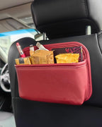 Driver's Car Storage Bag, Small Car Side Pocket Organizer for Car Seats, Doors and Consoles, PU Leather (Burgundy)