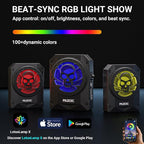 Car Underseat Subwoofer Amp – 10" 1200W RGB, fits SUV/Truck,Skull | Powered sub and amp package with adjustable gain, bass boost & low pass, plus beat-synced RGB lighting for under-seat install