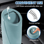 Mini Car Trash Can with Lid, Portable Garbage Can for Car, Leakproof Cup Holder Automotive Garbage Bin with 2 Rolls of Trash Bags, Small Trash Storage Can for Car Home Office(Dark Green)