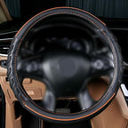 car Steering Wheel Cover Faux Leather Massage Universal fit 3D Honeycomb Hole Anti-Slip Sporty 15 Inches (Orange Black)