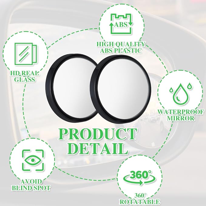 6 Pcs Blindspot Mirrors 2 Inch Blind Side Mirror for Car Round Self Adhesive Rear View Car Mirror(Classic Style)