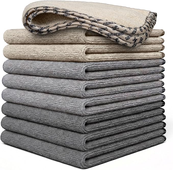 AllSwipe Multi-Purpose Microfiber Towels, Car Interior, Home and Garage, Scratch-Free, Lint-Free Short-Pile Microfiber, Multi-Color, 14 in x 12 in - 9 Pack