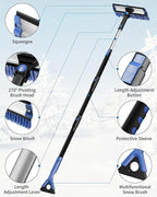 61.3″ Ice Scraper and Long Handle Snow Brush, 270° Pivoting Extendable Car Snow Scraper Brush for Car Windshield, Telescoping Ice Scraper, Snow Remover for Cars, Trucks, SUV (Blue)