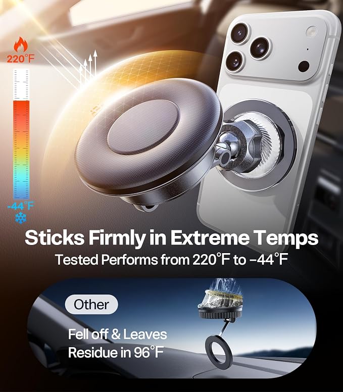 2026 Upgraded Vacuum Car Phone Holder for MagSafe Car Mount [98+ LBS Strongest Suction | 24 N58 Magnets] 360° Adjustable Magnetic Phone Holders for Your Car, for iPhone 17-12 Pro Max Plus Air