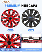 Hubcap Wheel Covers Hub Caps 16 Inch Set of 4 Black & Red Universal Wheel Rim Cover R16 Stylish Car Decor Wheel Covers