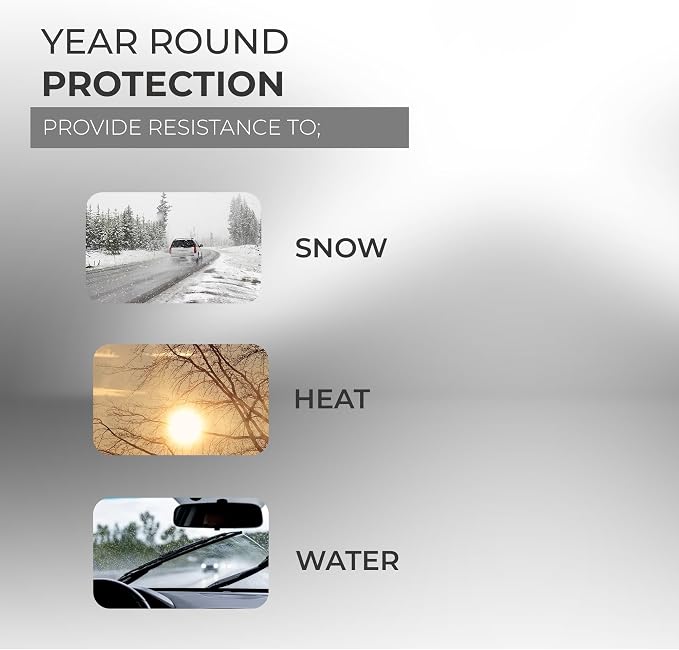 NEEDZ 2in1 Windshield Cover for Sun and Snow | Light Weight 170T Silver Coated Fabric Premium Windshield Protection for Cars, SUVs, Trucks | Secure Fit Waterproof Frost Cover | Large (88"x39")*