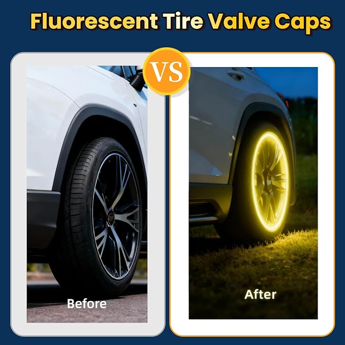 20 Pcs Glow in The Dark Tire Valve Caps Fluorescent Tire Valve Stem Caps, Cool Car Present for Universal Decoration Accessories for Car SUV Bicycle Motorcycles Trucks (Orange)