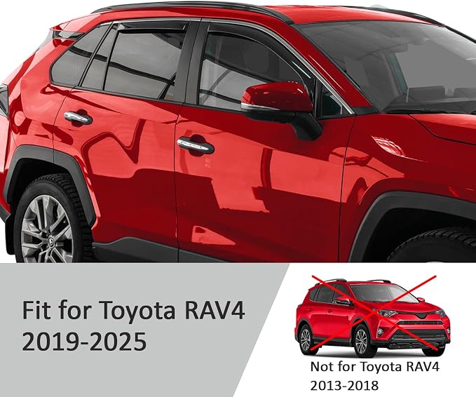 Voron Glass in-Channel Extra Durable Rain Guards for Toyota RAV4 2019-2025, Window Deflectors, Vent Window Visors, 4 Pieces - 201240