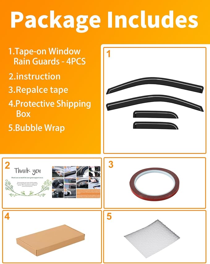 Extra-Thick Window Rain Guard for 2004-2014 Ford F150 Extended Cab/SuperCab Rain Guards Tape-on Side Truck Window Visors Low Profile Vent Visor Window Deflectors Vent Shades Car Accessories