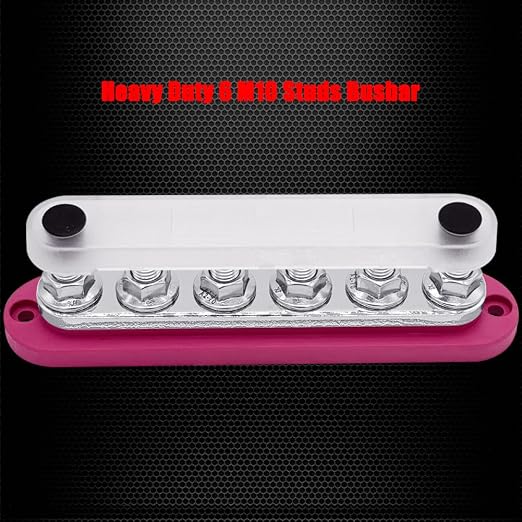 6 x M10 (3/8") Studs Power Distribution Block Bus Bar 12V, 7" HD 300A Marine BusBar Battery Distribution Block W/Cover for Car Boat Solar (Red)
