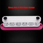 6 x M10 (3/8") Studs Power Distribution Block Bus Bar 12V, 7" HD 300A Marine BusBar Battery Distribution Block W/Cover for Car Boat Solar (Red)