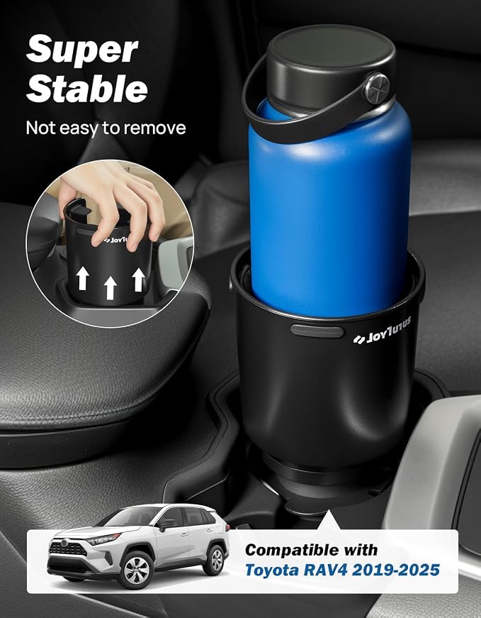 Car Cup Holder Expander Compatible with Toyota RAV4 2025 2024 2023 2022 2021 2020 2019,Compatible with Yeti Ramblers 12-36oz, Hydro Flasks 18-40oz,Large Bottles in 3.4"-3.8" (18-40oz)
