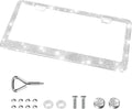 Bling License Plate Frames for Women, Sparkly Rhinestone Diamond Car Accessories with Glitter Crystal Caps (1 Pack White)