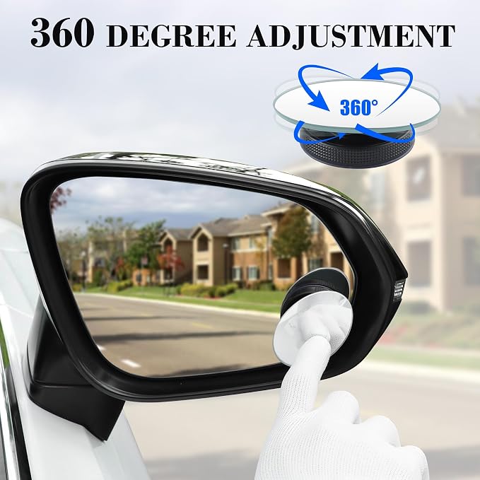 Blind Spot Car Mirror, Oval HD Glass Frameless Convex Side Mirror Blindspot, Reusable 360° Wide Angle Rear View Car Mirrors with Powerful Adjustable Suction Cup - Exterior Mirrors