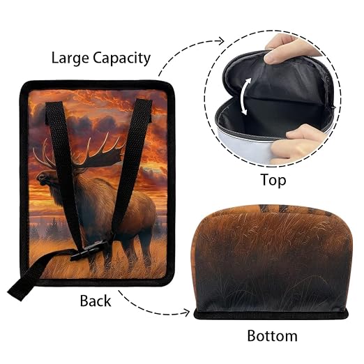 Forest Elk Cloud Print Car Trash Can with Lid, Leak Proof Auto Trash Bag Hanging Vehicle Garbage Can Multipurpose Storage Container for Back Seat Road Trip