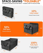 Sturdy Car Trunk Organizer – Large Capacity Trunk Organizer for SUVs & Sedans, Hard-Shell One-Piece Design with Cute Print, Collapsible and Durable Car Organizers (Black Leopard 70L)