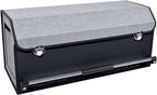 SUV Trunk Organizer, Collapsible Car Trunk Organizer with Lid and Sturdy Handle Car Trunk Leather Storage Box SVU Cargo Storage (Grey, 27.1 x 11.4 x 12.2in)