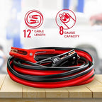 Jumper Cables for Car & Reflective Safety Vest Kit, 12-Foot 8-Guage Heavy Duty Jumper Cables to Jump Star Dead Batteries in Cars Trucks & SUVs, Automotive Booster, Professional Vehicle Safety Kit
