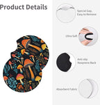 Mushroom Woodland Steering Wheel Cover, 2 Mushrooms Forest Car Coasters | Breathable, Anti-Slip, Universal 14-15 Inch, Neoprene Coasters, Cute Woodland Design, Gift for Men Women