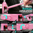 3 tons / 6000 lbs Lifting Automotive Welded Hydraulic Bottle Jack for Car SUV Pickup Truck, Auto Repair, with Manual Handle & Carrying Storage Case, Pink