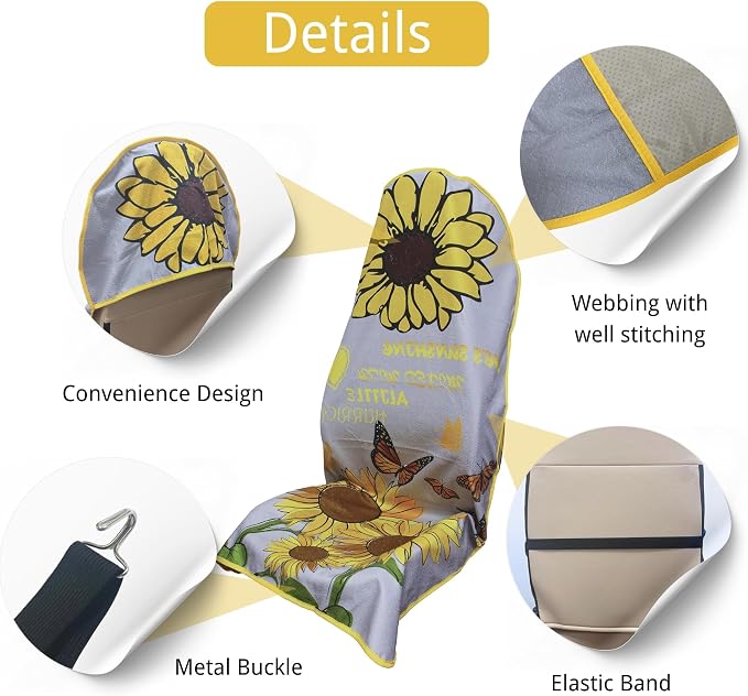 Waterproof Car Seat Cover for Front Seats, Protector for Cars SUVs Trucks, Sweat Towel Seat Covers Bucket for Gym,Workout,Beach,Hiking,Running Swimming (Sun Flower, 1PC)