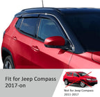 Voron Glass Chrome Trim Tape-on Extra Durable Rain Guards for Jeep Compass 2017-2026, Window Deflectors, Vent Window Visors, 6 Pieces - 100920