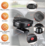 2 Pcs Portable 2 in 1 Car Heater 12v 150w Car Heater Plug in Cigarette Lighter Defroster Windshield 360 Degree Rotation Fan Auto Demister Cooling Air Circulator(Black)