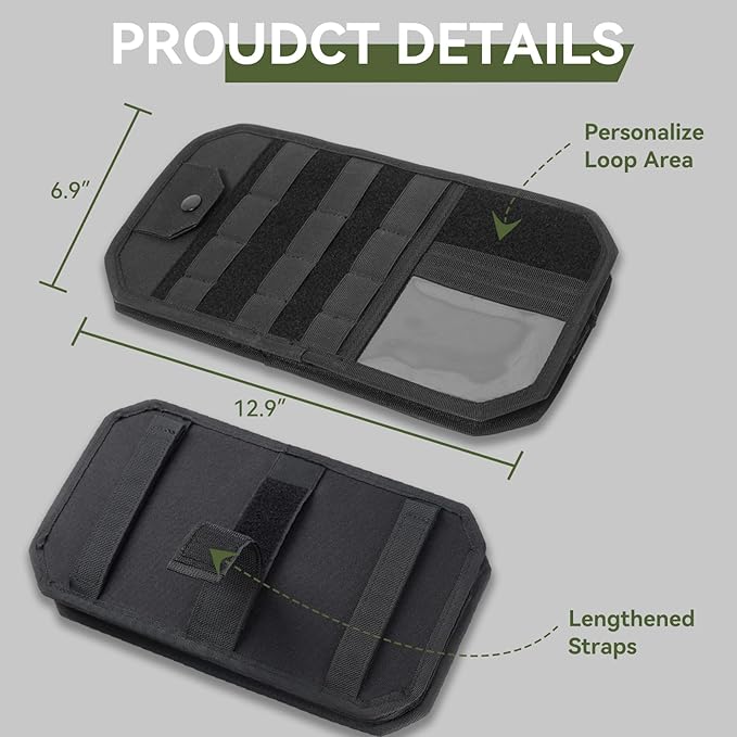 molle Tactical Sun Visor Organizer car Zipper Storage Pouch & Glasses Clip | Police Tactical Visor Molle Panel Interior Vehicle pocket Accessories for Truck Suv Police Car Gear Supplies (Black)