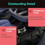 D Shaped 14.5-15 Inch Steering Wheel Cover Great Grip with 3D Honeycomb Anti-Slip Design, Flat Bottom 14.5-15 Inch (Blue)