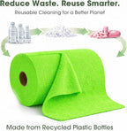 Microfiber Cleaning Cloth Roll - 100 Pack Tear Away Microfiber Paper Towels, Reusable, Washable, Scratch-Free, Kitchen Towels for Car, Home, Kitchen, Glass, Dishes (Neon Green)