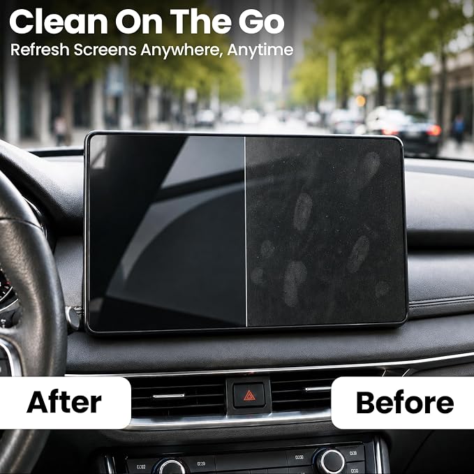 Car Screen Cleaner Spray and Wipe -2-in-1 iPhone Cleaner, iPad Screen Cleaner & Phone Screen Cleaner - Touchscreen Mist Cleaner for Laptop, Computer, MacBook and More - 2 Pack (Grey & Grey)