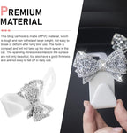 2PCS Bling Bow Car Seat Headrest Hooks, S Type Cute Bow Car Seat Back Hanger Storage for Purses Bags Grocery, Crystal Rhinestone Vehicle Rear Seats Organizer, Universal for Most Cars (White)