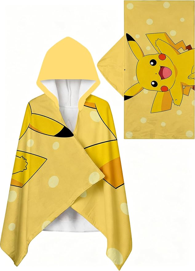 pokee Printed Soft Cotton Terry Hooded Towel Wrap, Absorbent Hooded Towel for Bath Pool Beach Lounging, 28 in x 55 in
